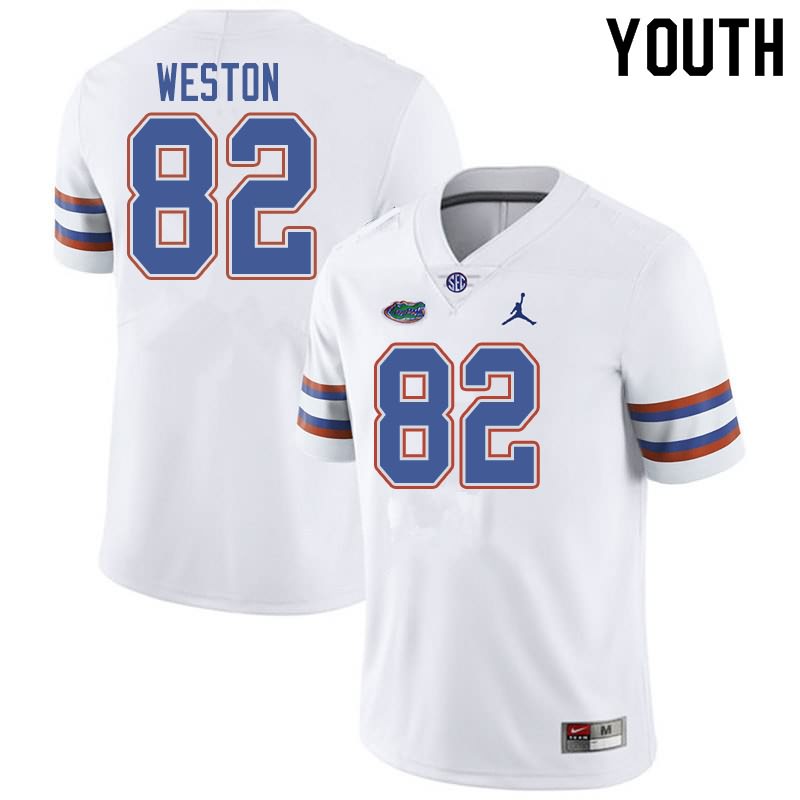 NCAA Florida Gators Ja'Markis Weston Youth #82 Jordan Brand White Stitched Authentic College Football Jersey RBC2564JR